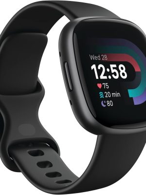 Fitbit Versa 4 Fitness Smartwatch with Daily Readiness, GPS, 24/7 Heart Rate, 40+ Exercise Modes, Sleep Tracking and more, Black/Graphite, One Size (S & L Bands Included)