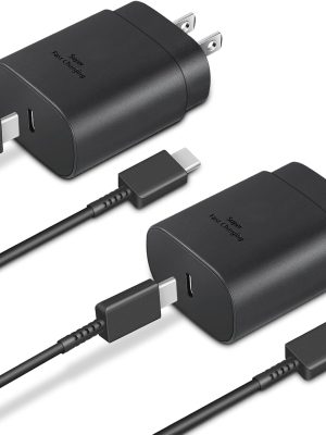 Type C Charger, 2-Pack 25W Type C Super Fast Charging Block with 6ft USB C Charger Cable Compatible with Galaxy S23 Ultra/S23+/S22/S21/S20/Phone 16/16 Plus/16 Pro Max/15/15 Pro Max/15 Plus-Black